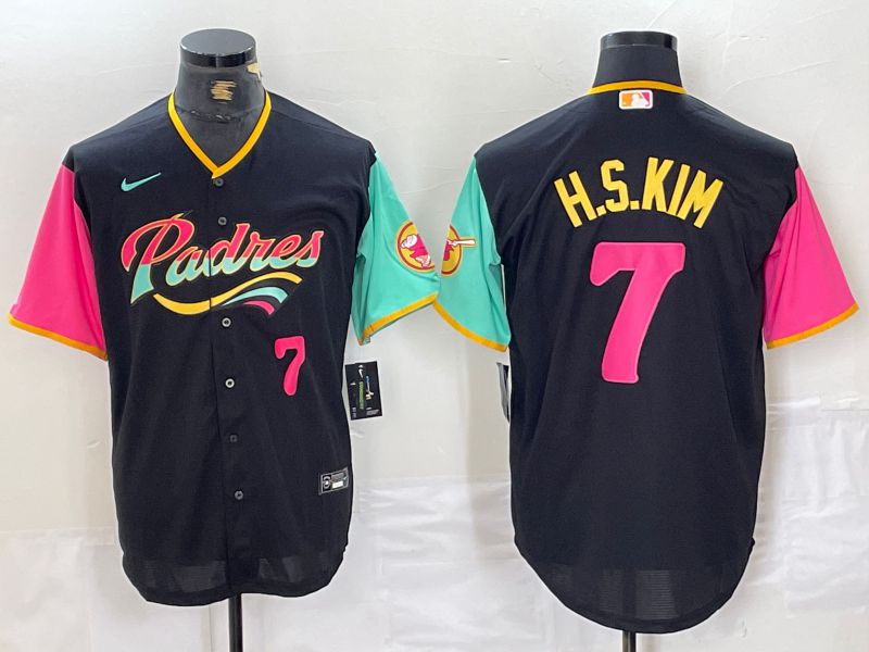 Men San Diego Padres 7 H.S.Kim Black City Edition 2024 Nike MLB Jersey style 2